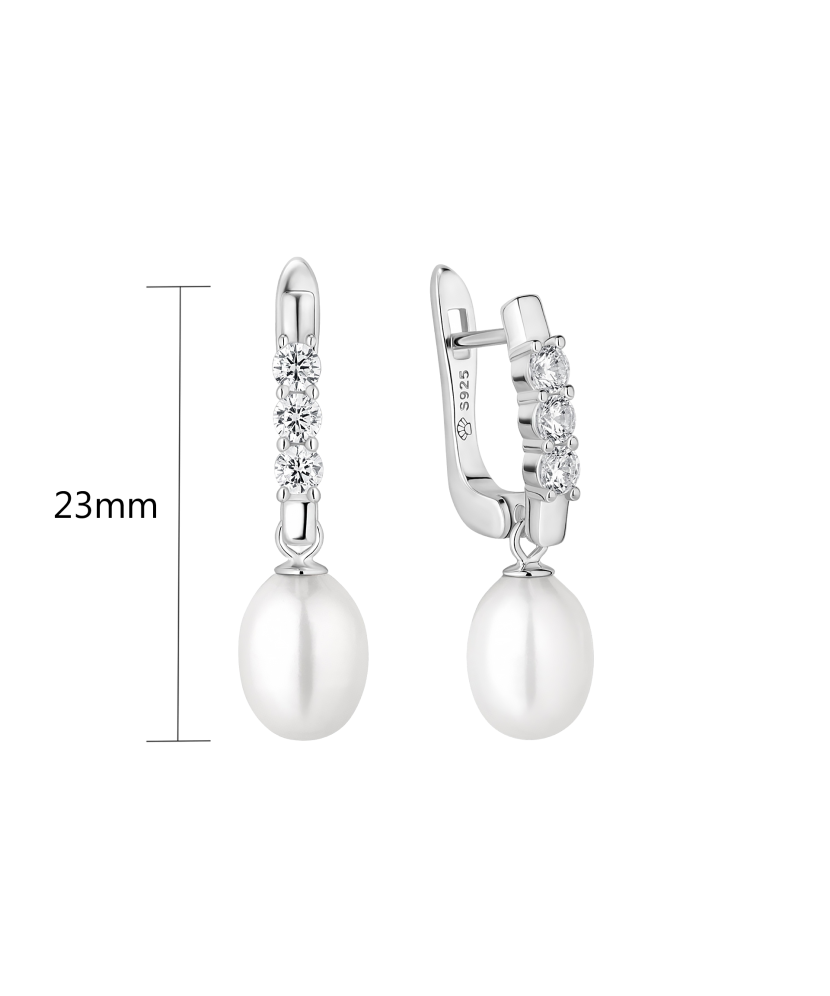 Sterling silver earrings with pearls and zircons