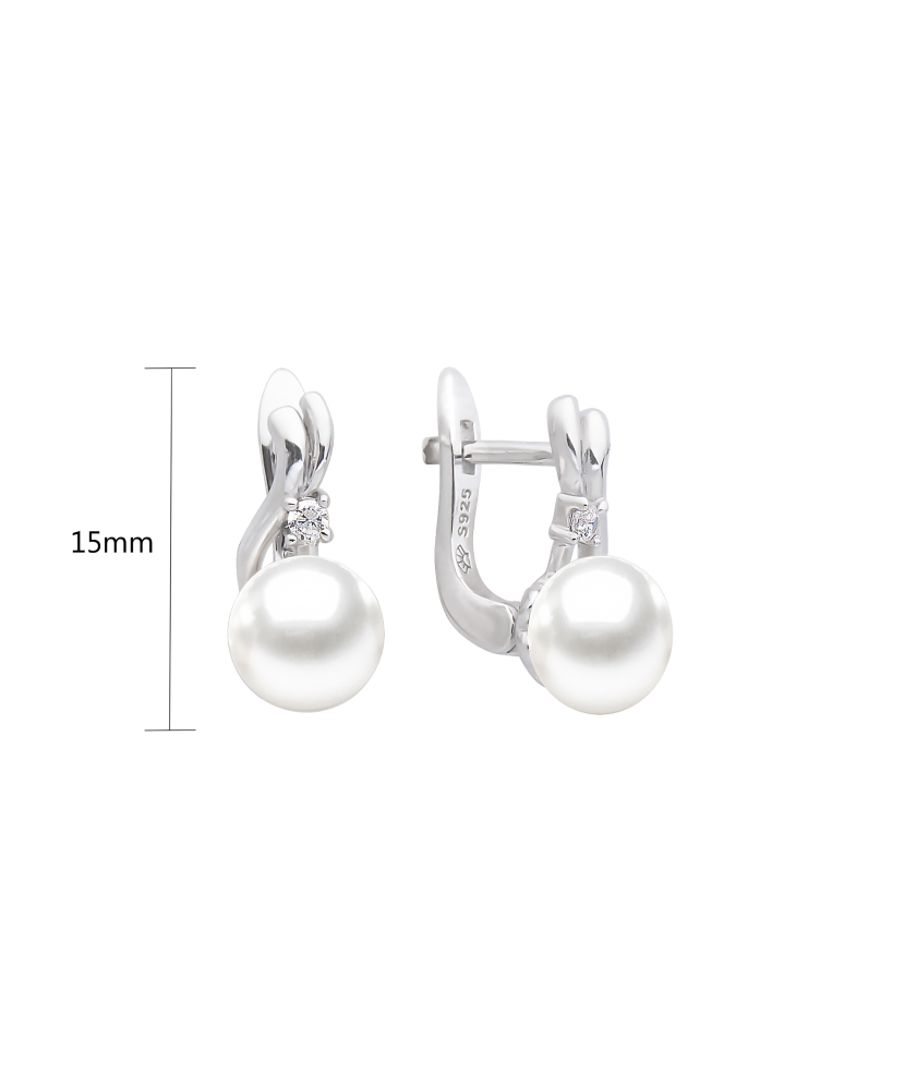 Sterling silver earrings with pearls and zircons