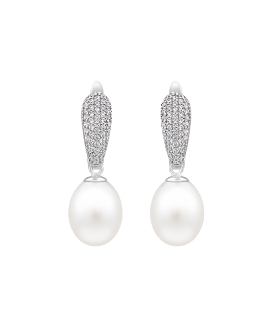 Sterling silver earrings with pearls and zircons