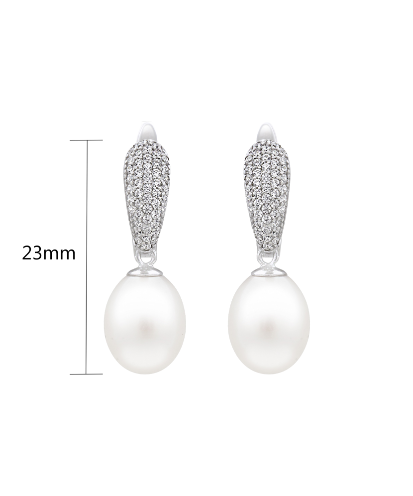 Sterling silver earrings with pearls and zircons