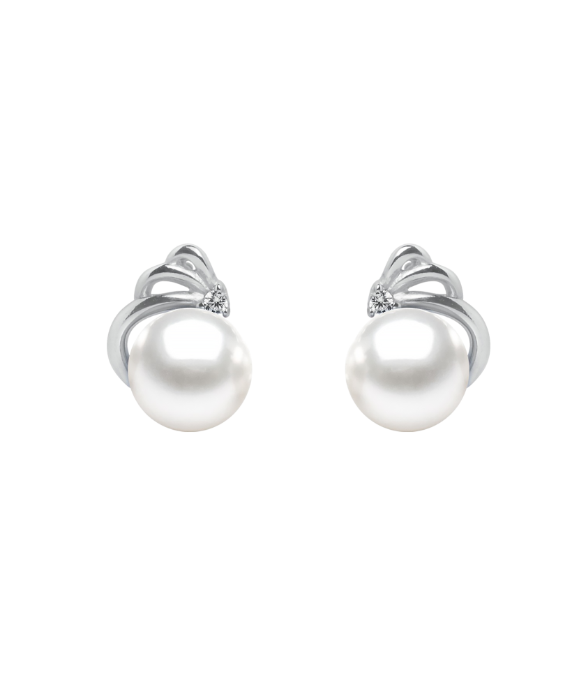 Sterling silver earrings with pearls and zircons