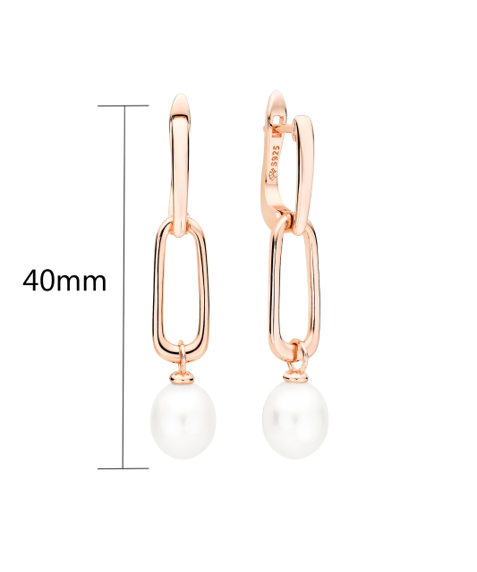 Gilded sterling silver earrings with pearls