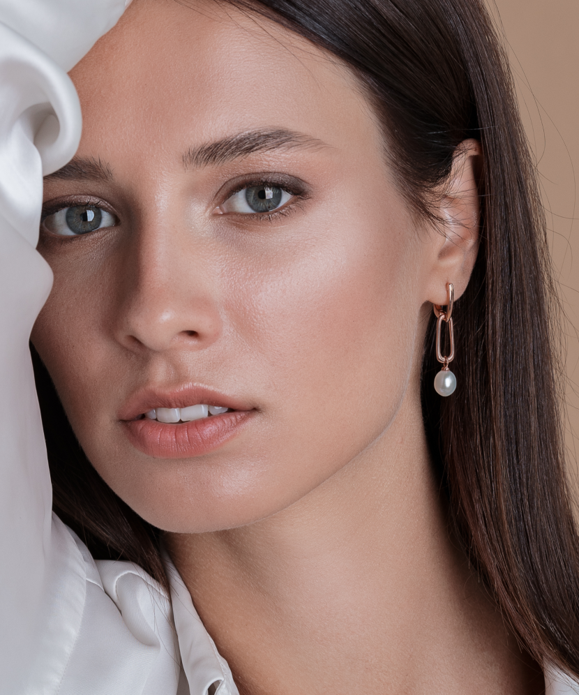 Позолоченные серьги из серебра с жемчугом