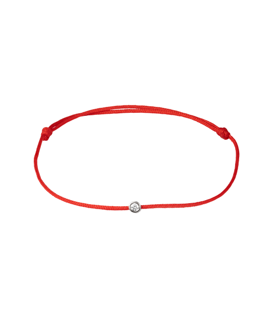 Red string bracelet with white gold and diamond pendant 0.03ct