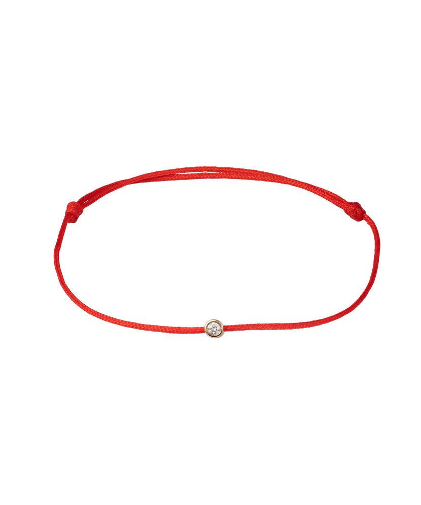 Red string bracelet With gold and diamond pendant 0.05ct