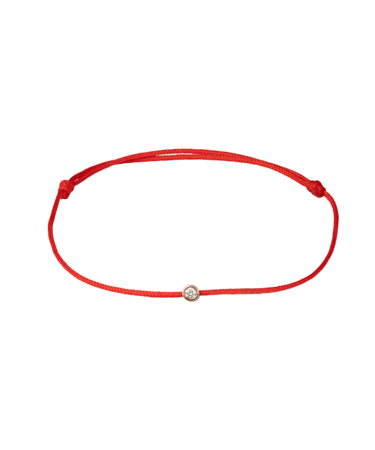 Red string bracelet With gold and diamond pendant 0.05ct