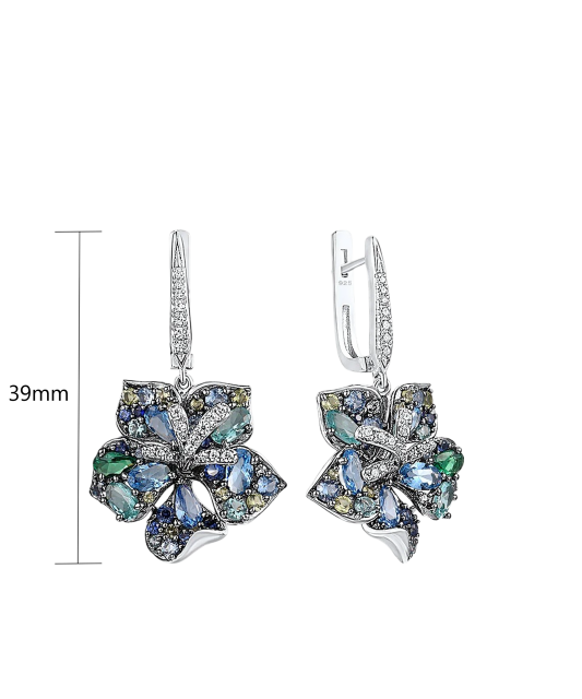 Sterling silver earrings with zircons and spinels