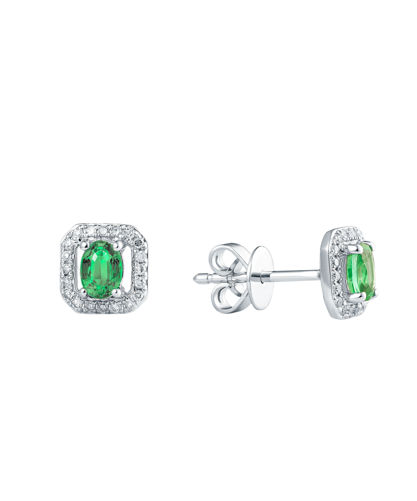 White gold earrings with emeralds and diamonds