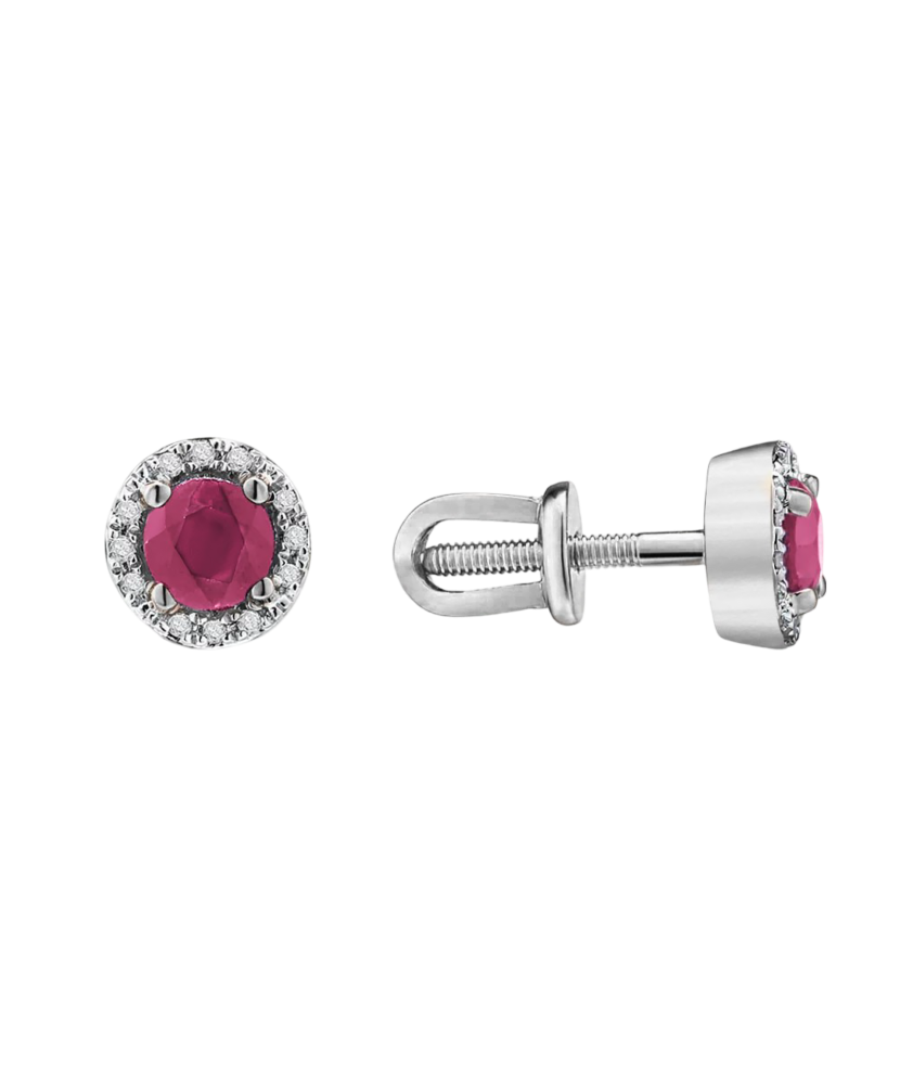 White gold earrings with rubies and diamonds White gold earrings with rubies and diamonds