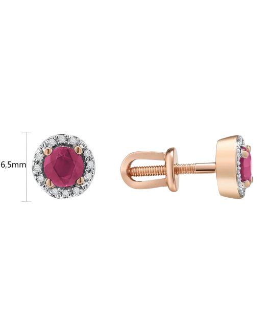 Gold earrings with rubies and diamonds