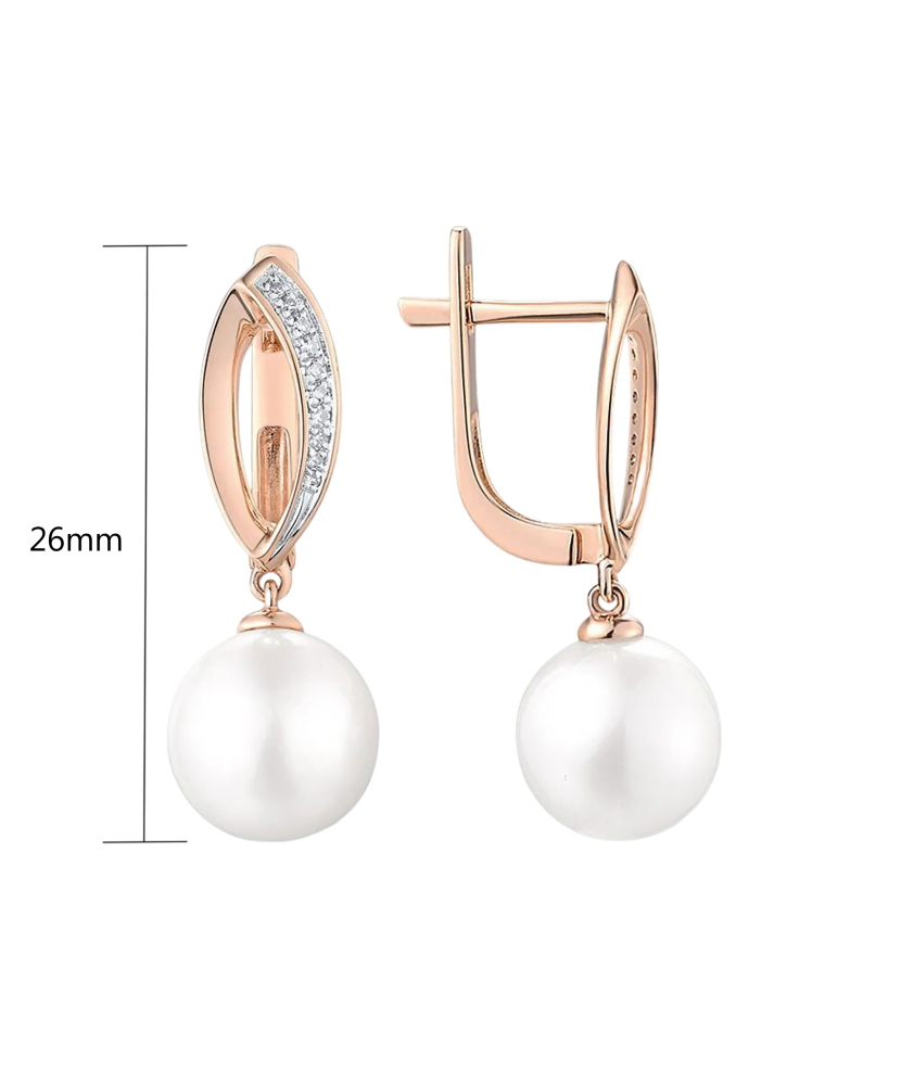 Gold earrings with diamonds and pearls