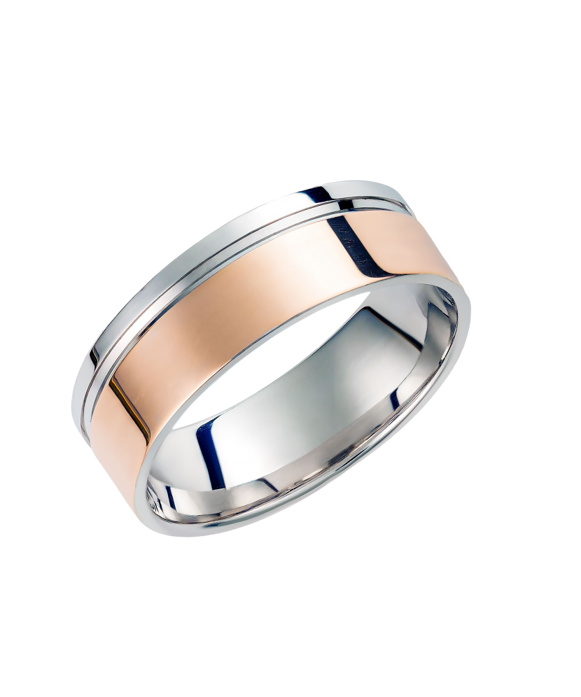 Wedding silver ring with gold plate