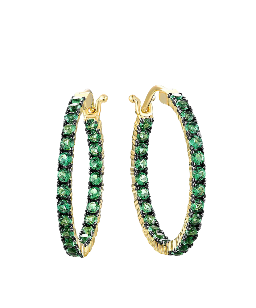 Gilded sterling silver earrings with zircons and spinels