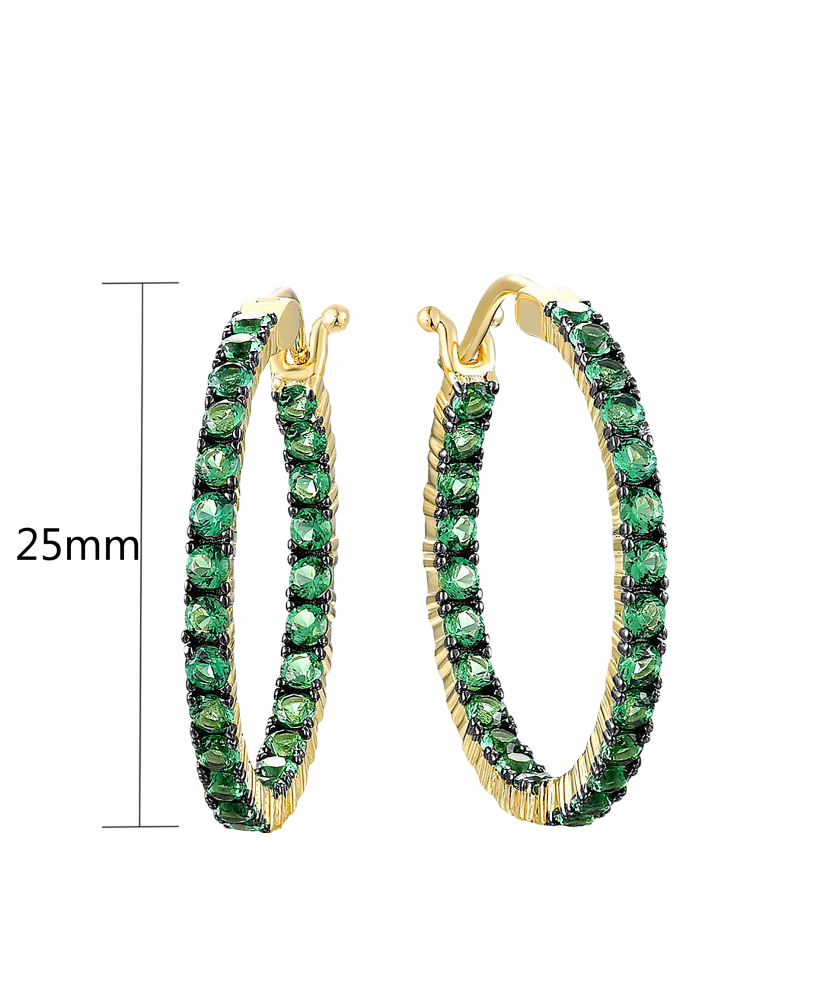 Gilded sterling silver earrings with zircons and spinels