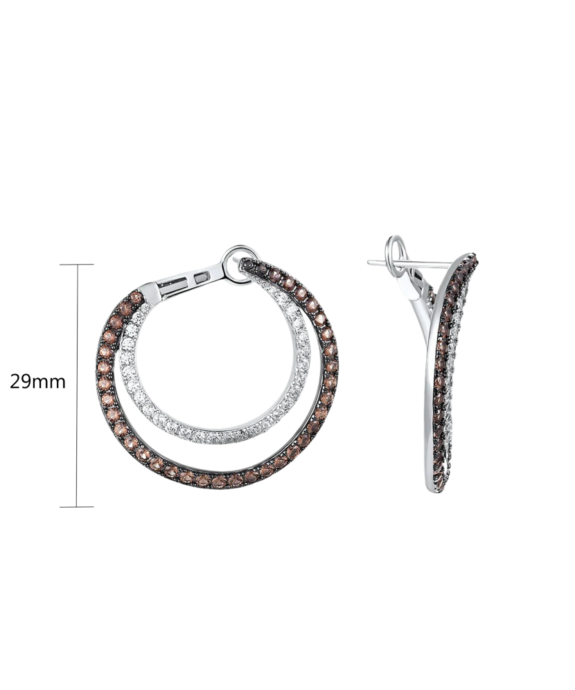 Серьги из серебра с цирконом и шпинели