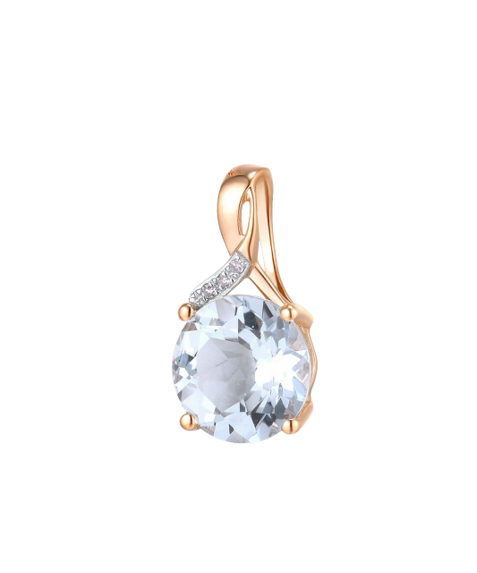 Gold pendant with topaz and diamonds
