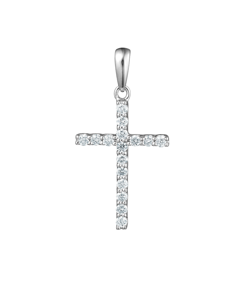 White gold chain with diamonds "Cross"