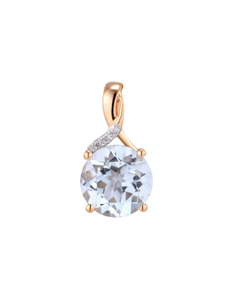 Gold pendant with topaz and diamonds