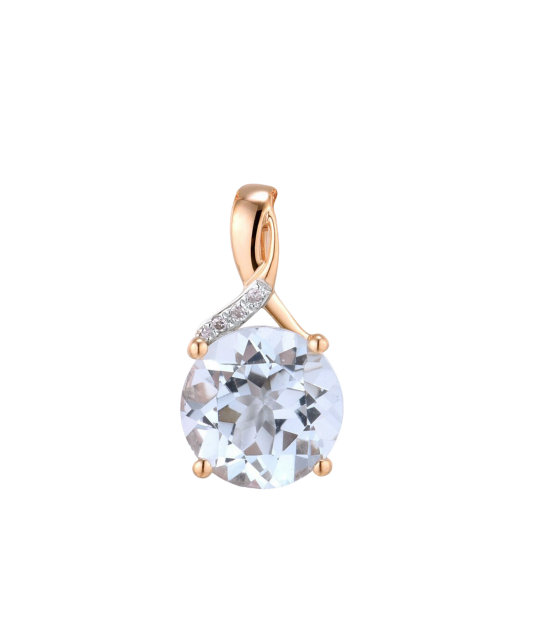 Gold pendant with topaz and diamonds