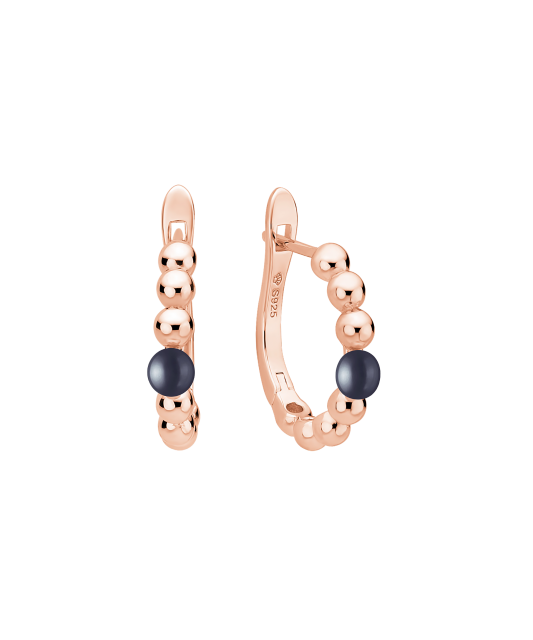 Gilded sterling silver earrings with pearls