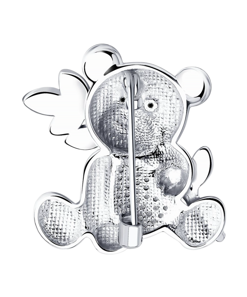 Sidabrinė sagė su emale ir cirkoniais "Panda"