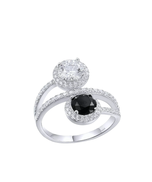 Sterling silver ring with zircons and spinels