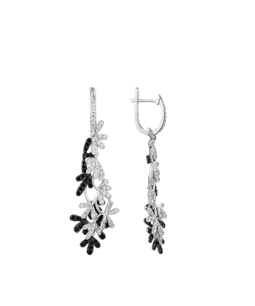 Серьги из серебра с цирконом и шпинели