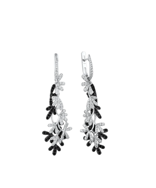 Серьги из серебра с цирконом и шпинели