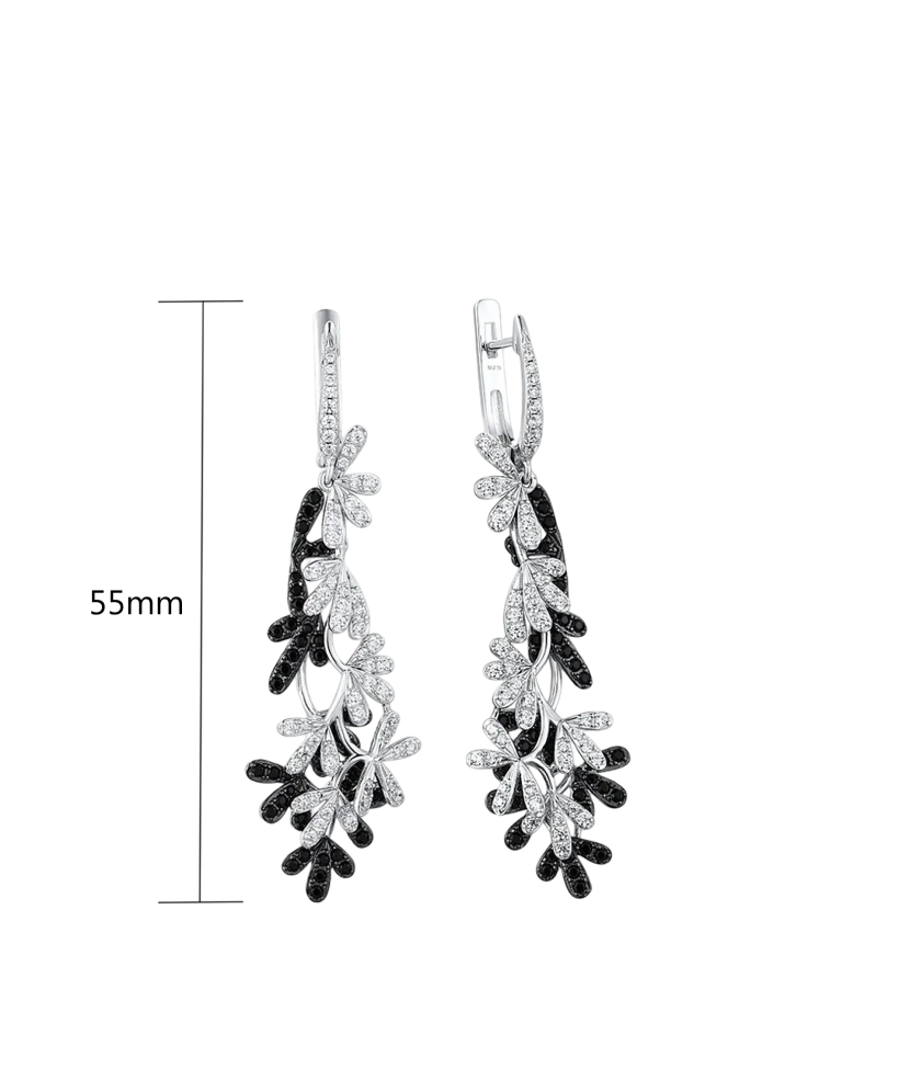 Серьги из серебра с цирконом и шпинели