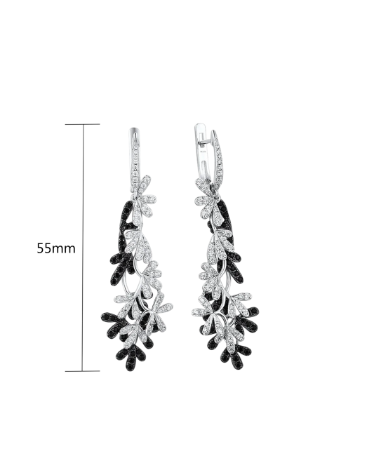 Серьги из серебра с цирконом и шпинели