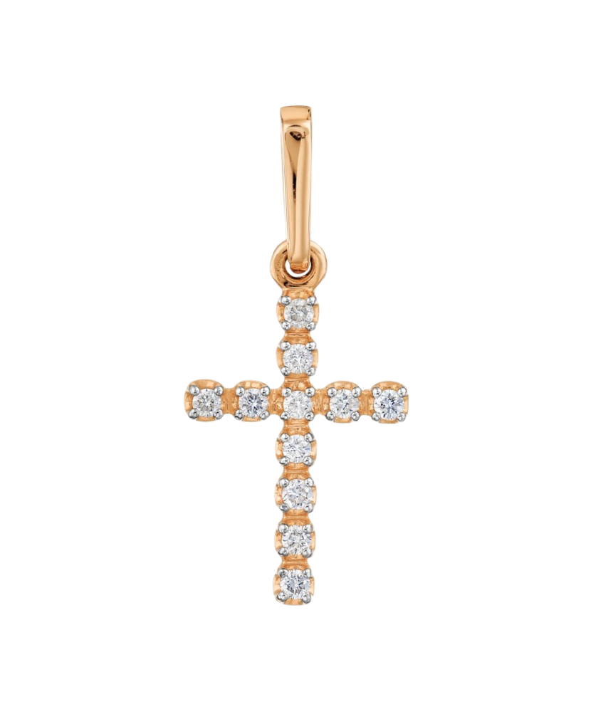 Gold pendant with diamonds "cross"