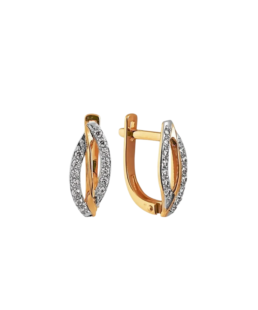 Gold earrings with zircons