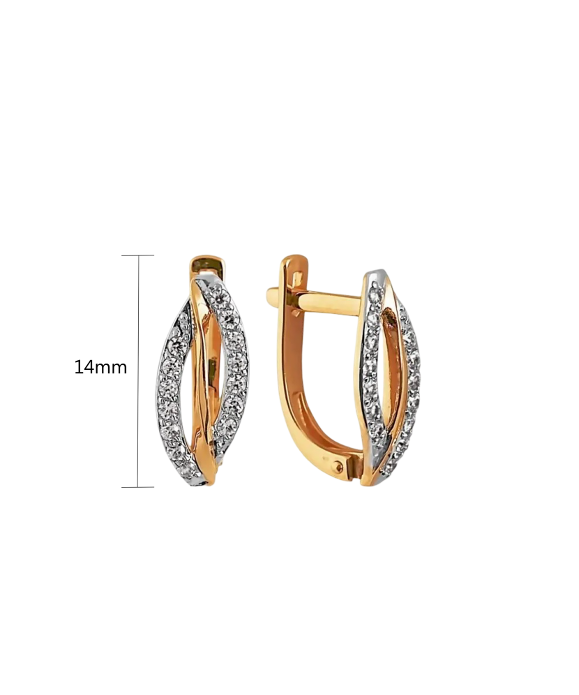 Gold earrings with zircons
