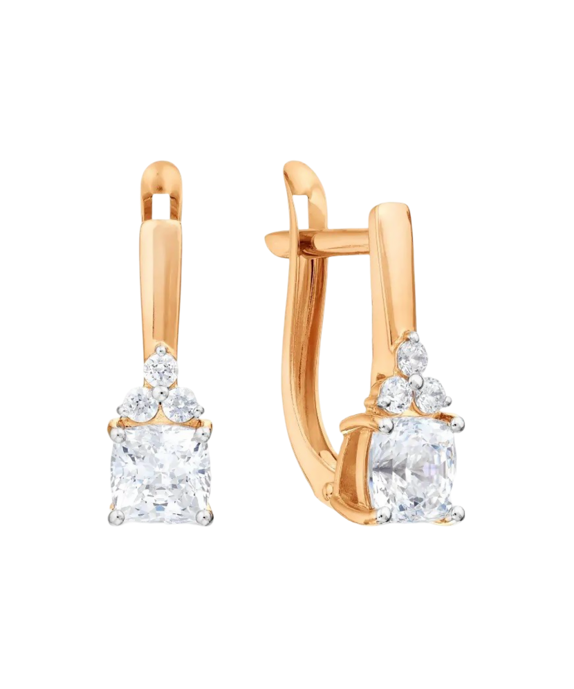 Gold earrings with zircons Gold earrings with zircons