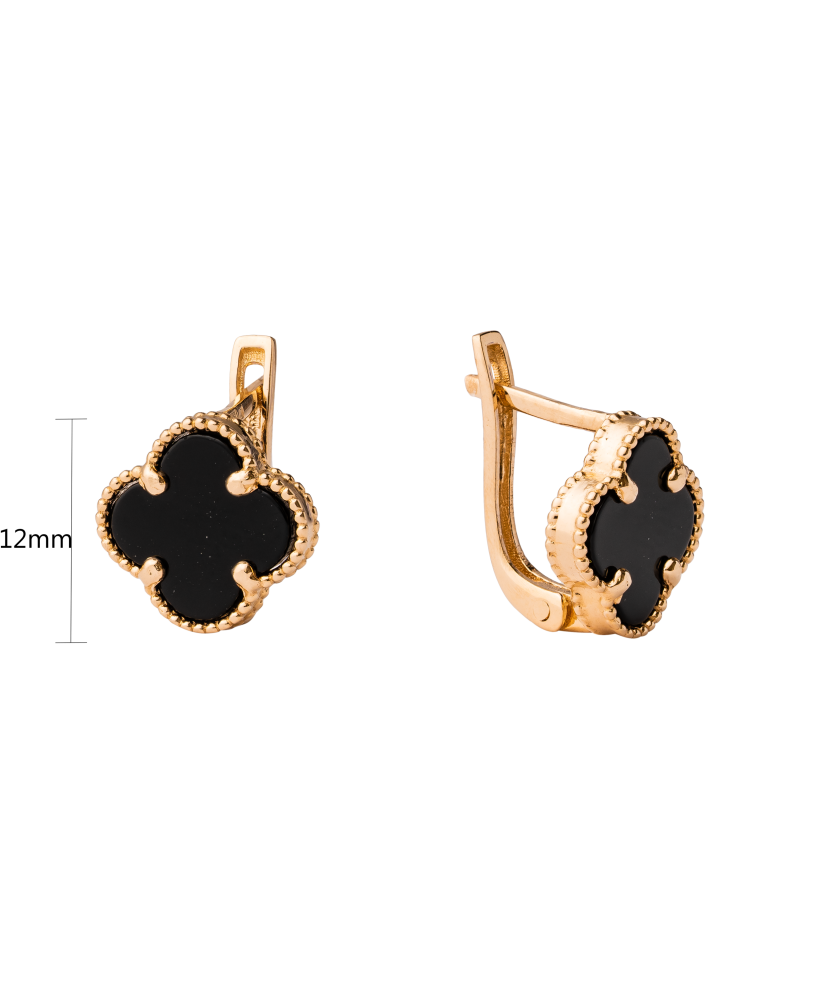 Gold earrings with enamel