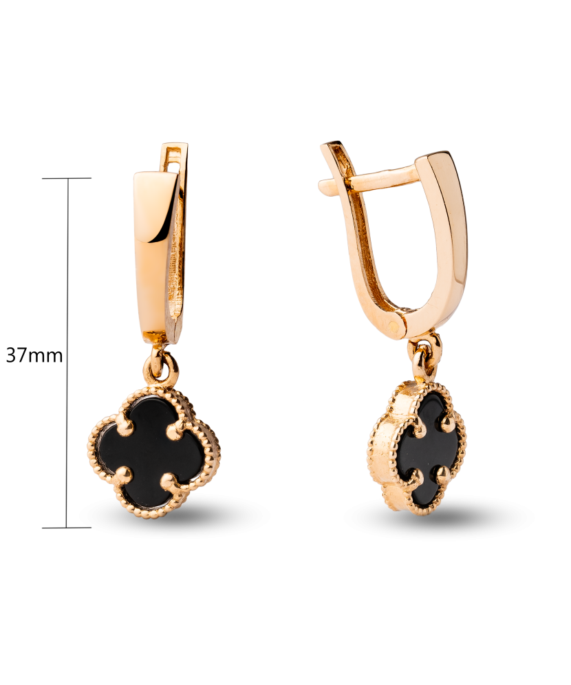 Gold earrings with onyx