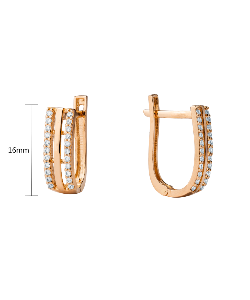 Gold earrings with zircons