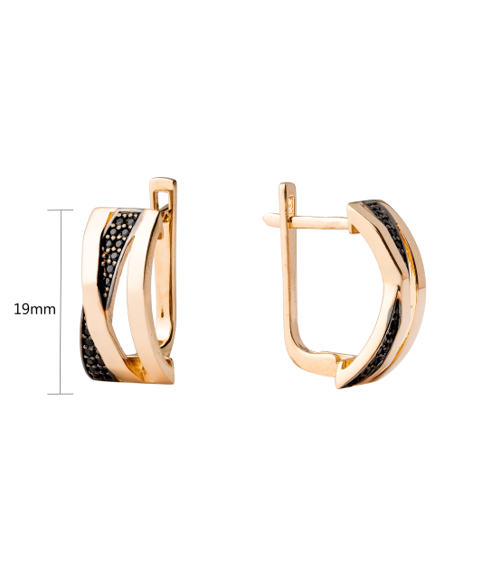 Gold earrings with zircons