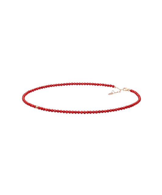Coral necklace with gold plated silver