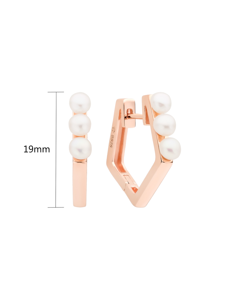 Gilded sterling silver earrings with pearls