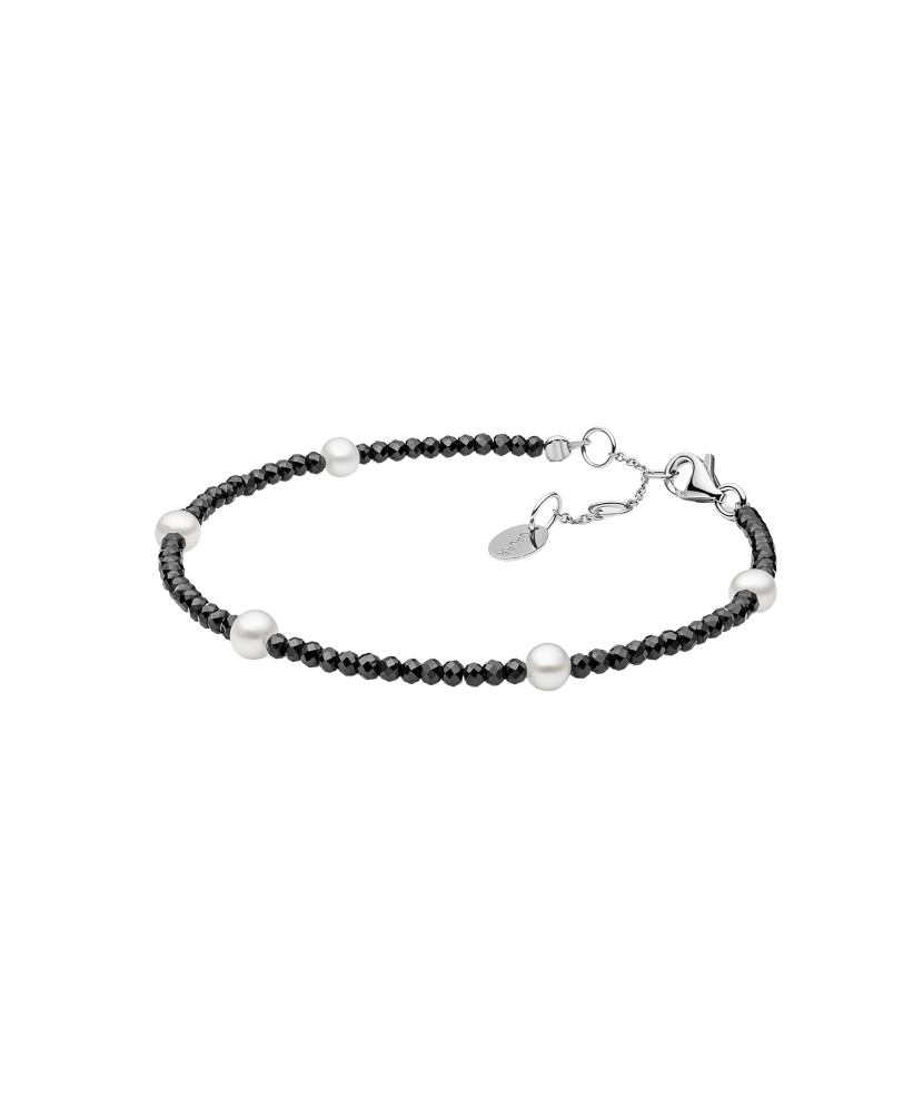 Bracelet with spinels and pearl and silver