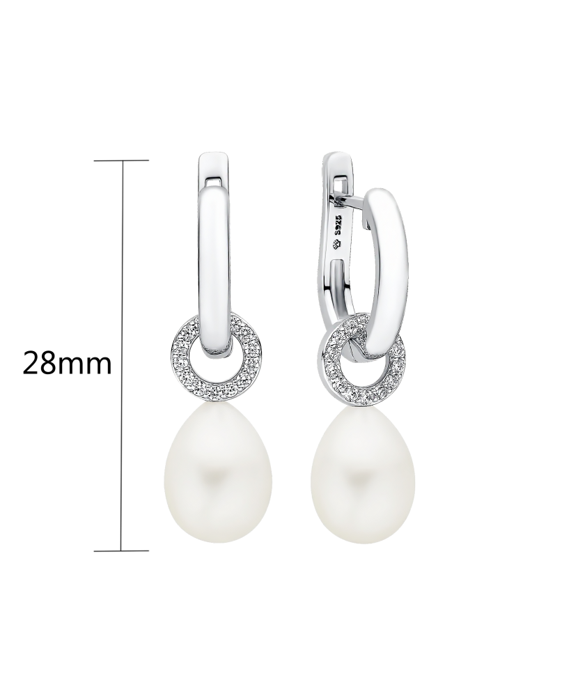 Sterling silver earrings with pearls and zircons Sterling silver earrings with pearls and zircons