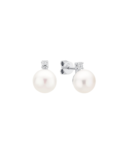 Sterling silver earrings with pearls and zircons