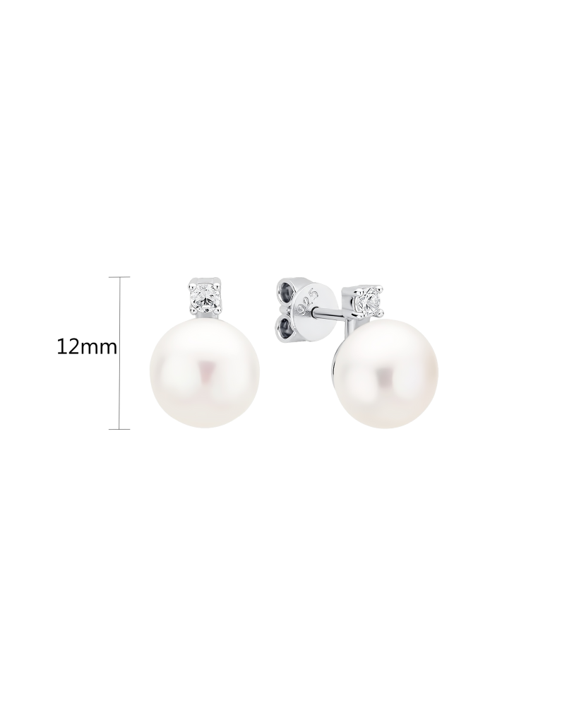 Sterling silver earrings with pearls and zircons