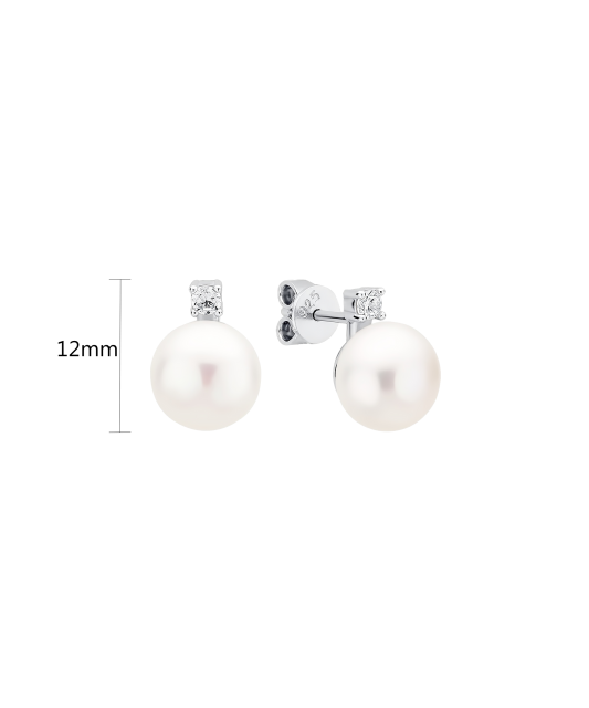Sterling silver earrings with pearls and zircons
