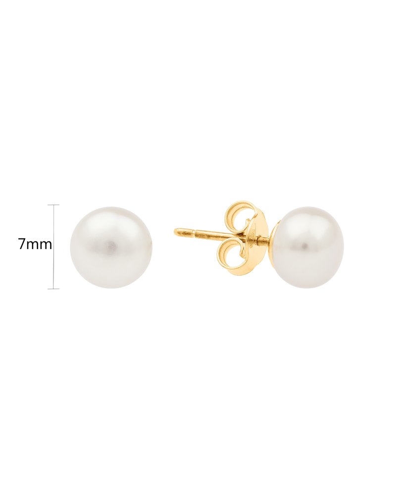 Yellow gold earrings with pearl 7mm