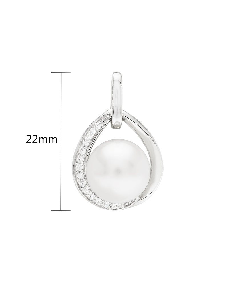 Sterling silver pendant with pearl and zircons