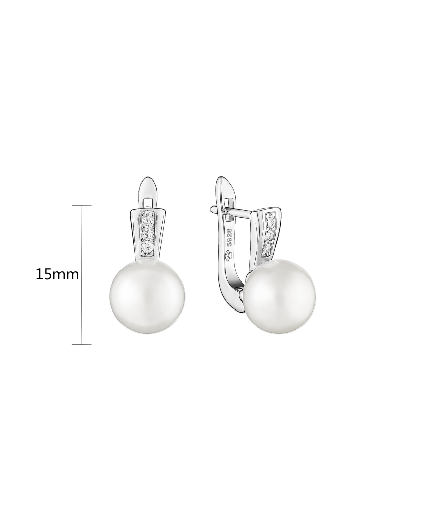 Sterling silver earrings with pearls and zircons