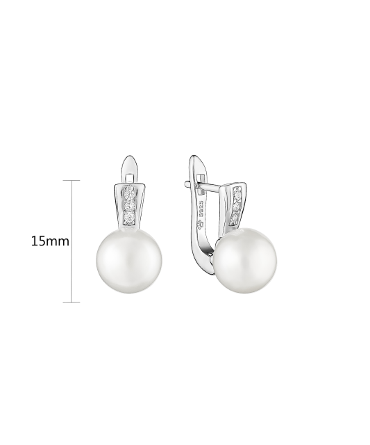 Серьги из серебра с жемчугом и цирконами