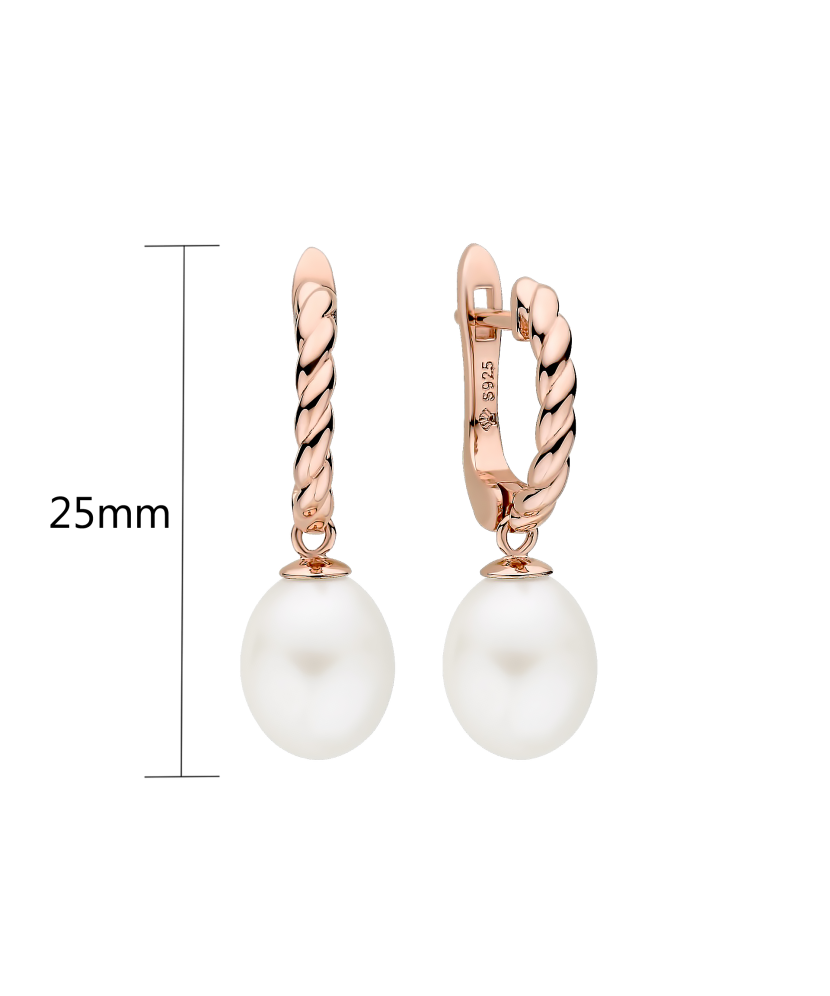 Gilded sterling silver earrings with pearls and zircons